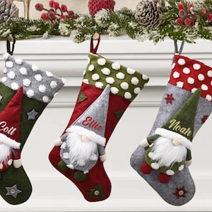 Christmas Stocking Personalized  Gnomes Elf