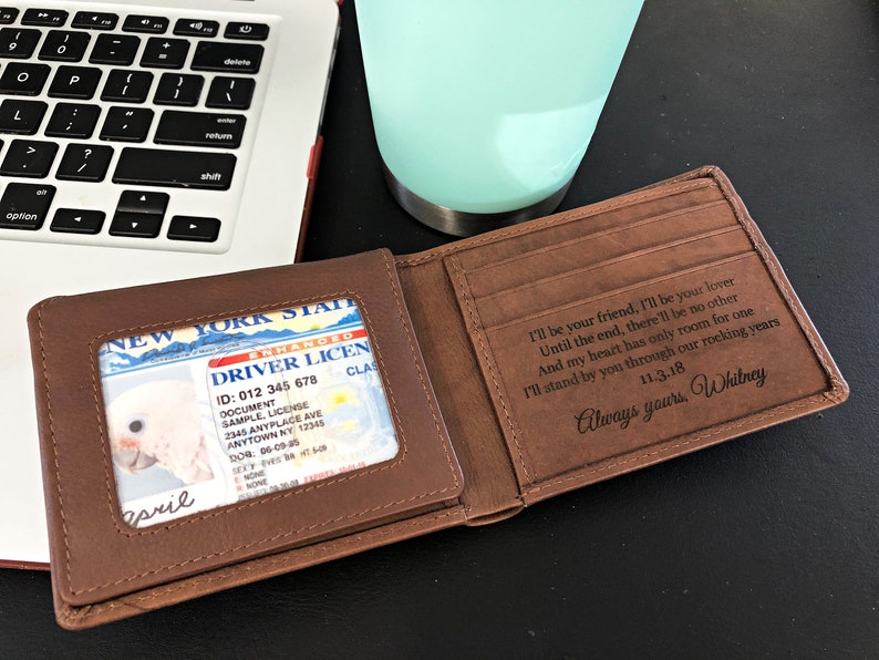 Personalized men's wallet custom engraved wallet Etsy