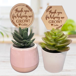 Thank You For Helping Me Grow Succulent Stakes | Teacher Gift | Plant Marker | • Succulents Not Included •