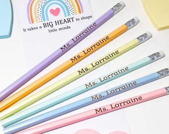 Custom Pencils Gift Set with Heart Sticky Note Pad, Personalized Teacher's Appreciation Gift