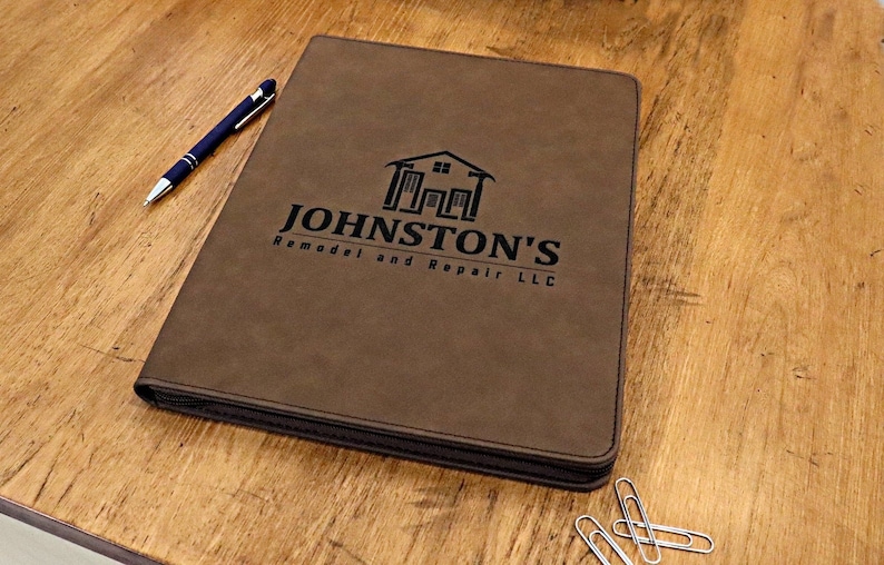 Personalized Leather Padfolio With Zipper Business Portfolio Etsy