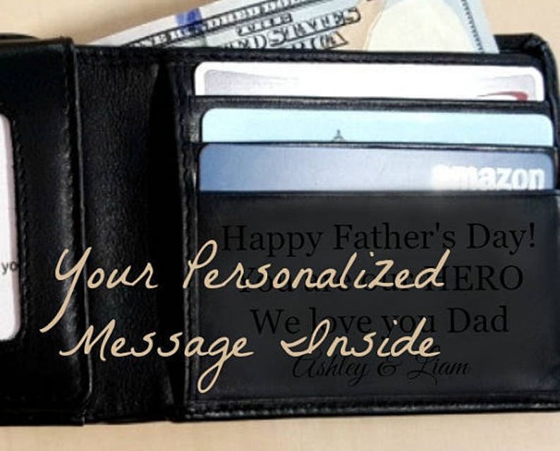 Leather wallet with money clip Its not flesh and blood but the hear that makes us father and daughter Love,enter name RFID engraving custom name or initials