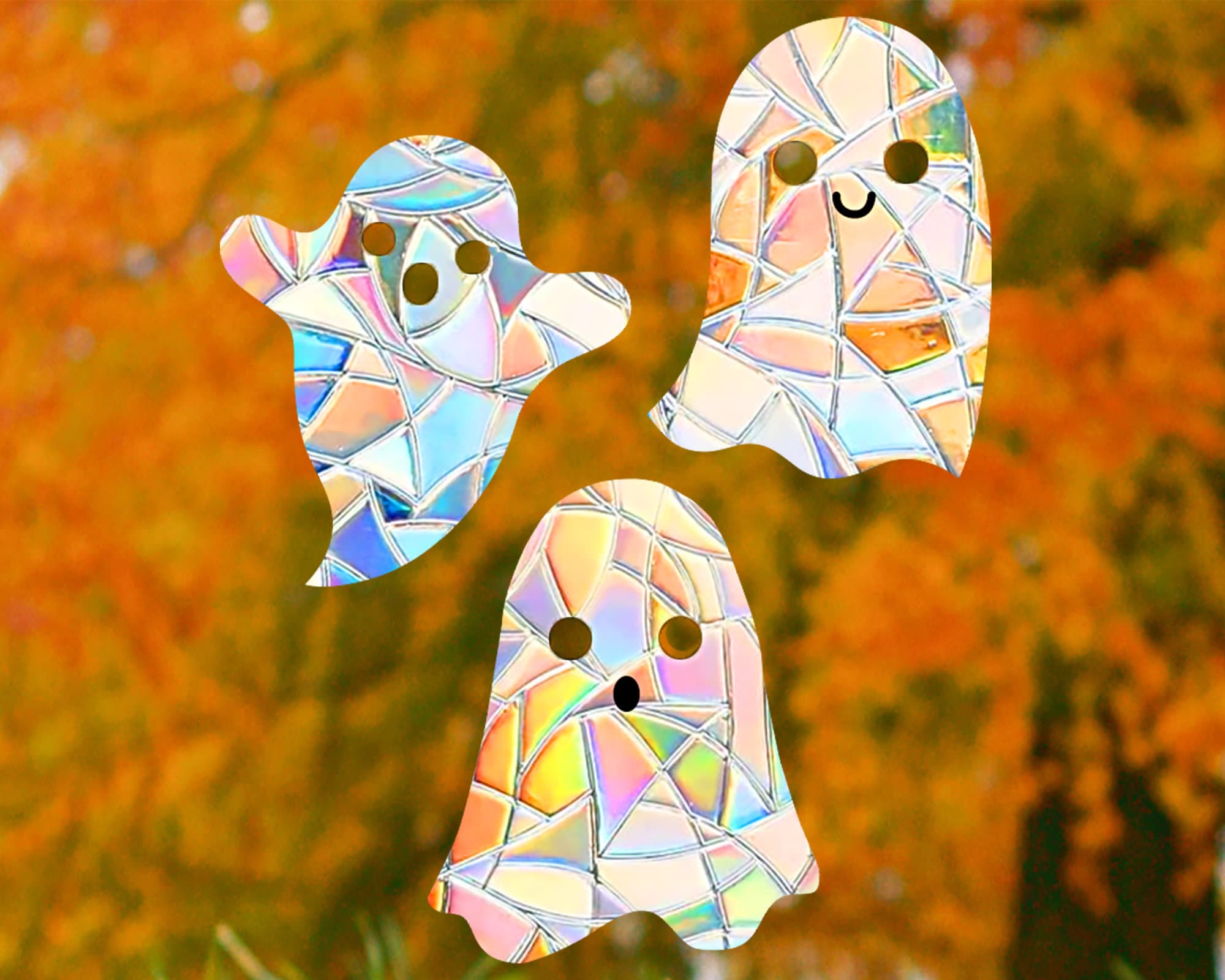 Ghost Suncatcher, Halloween Window decal, Witchy Rainbow Prism, Spooky Decor