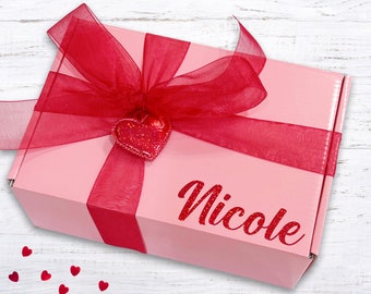 Valentine's Day Gift Box for Her, Personalized Custom Name, Empty Box