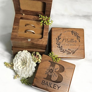 Custom Wedding Ring Box, Wood Ring Box, Engagement Ring Box, Ring Bearer Ring Box, Ring Box Holder, Proposal Ring Box, Wedding Ring Box image 5