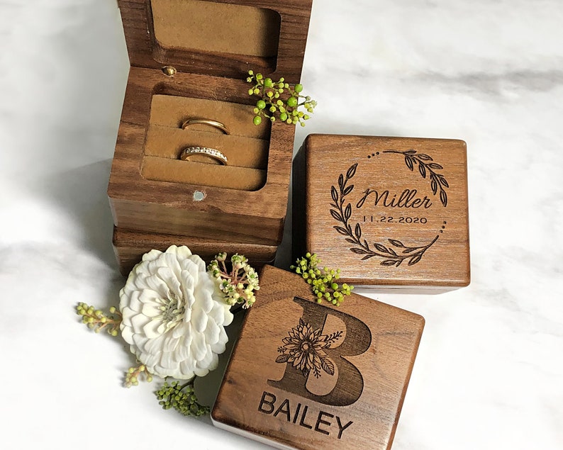 Custom Wedding Ring Box, Wood Ring Box, Engagement Ring Box, Ring Bearer Ring Box, Ring Box Holder, Proposal Ring Box, Wedding Ring Box image 5