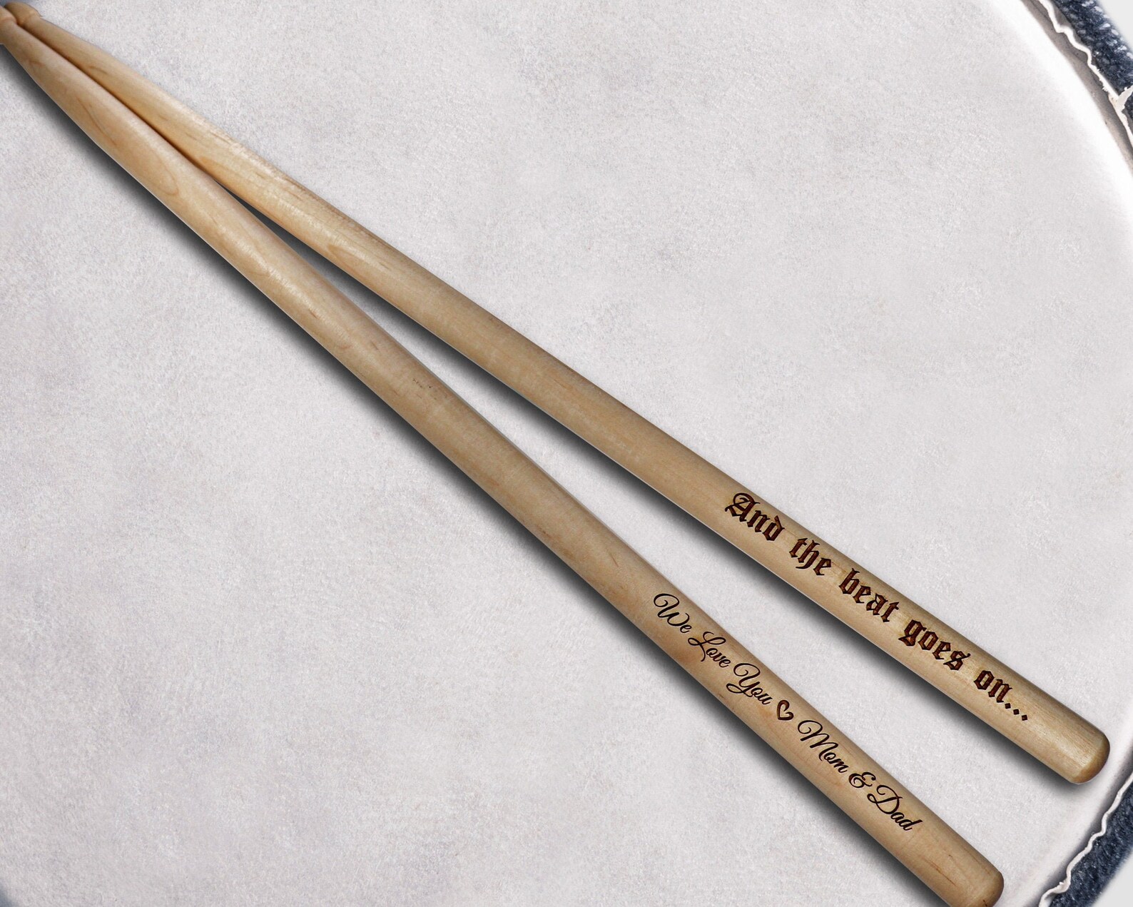 Engraved Drumsticks, Custom Laser Engraved Maple Drumsticks, Size 5A