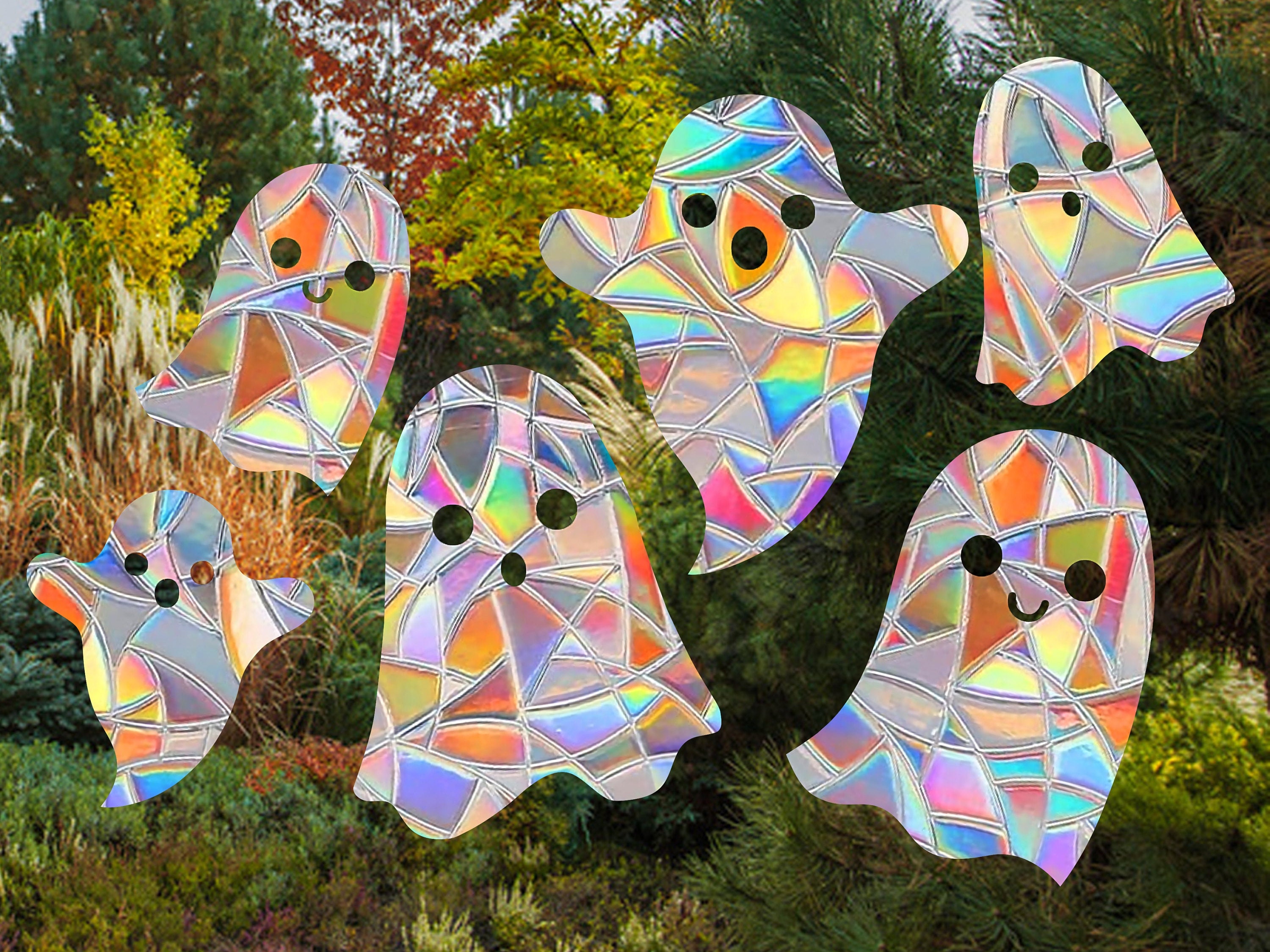 Ghost Suncatcher, Halloween Window decal, Witchy Rainbow Prism, Spooky Decor