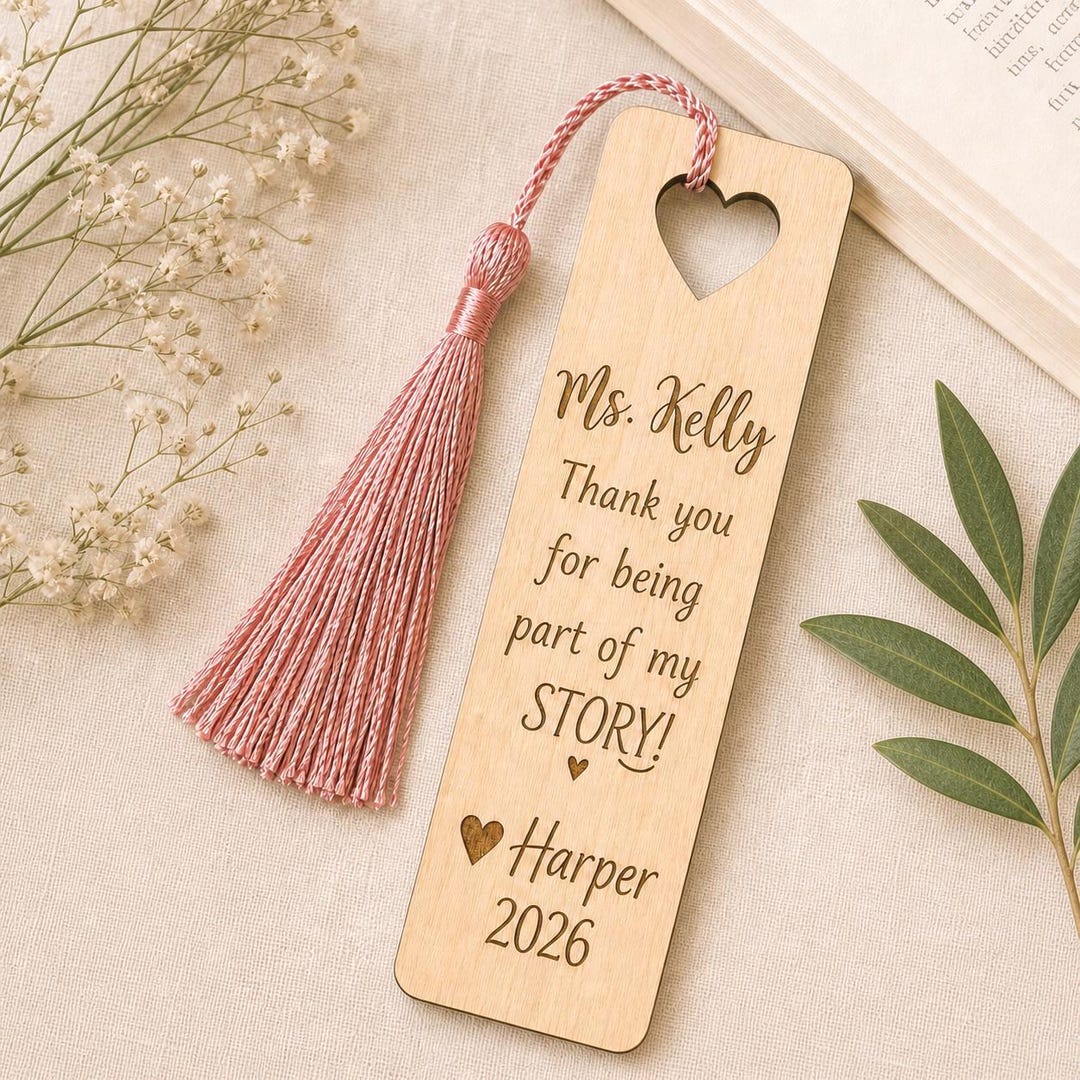 Personalized Wood Teacher Bookmark: Engraved Gift With Tassel - Etsy