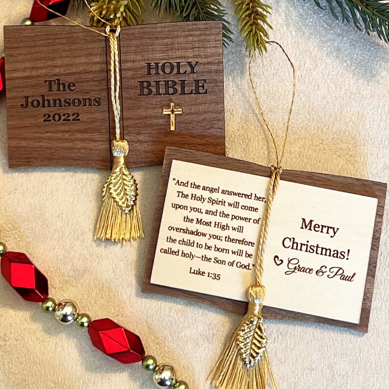Personalized Christmas Bible Ornament With Custom Scripture Etsy