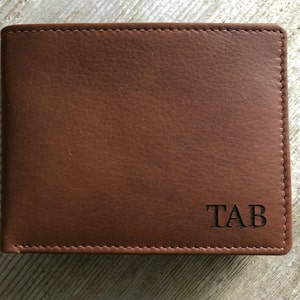 Personalized men's wallet custom engraved wallet personalized gift for dad, Fathers day gift monogram wallet Toffee 7751 image 3