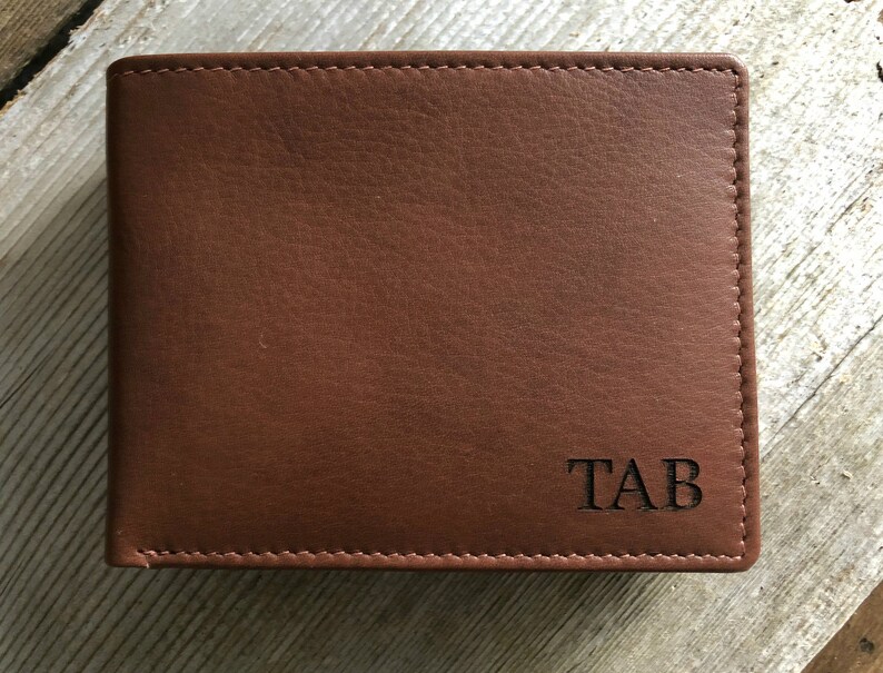 Personalized men's wallet custom engraved wallet personalized gift for dad, Fathers day gift monogram wallet Toffee 7751 image 3