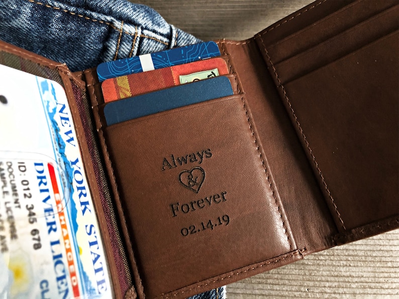 Mens Wallet Trifold Wallet Leather Wallet Christmas Gift Etsy