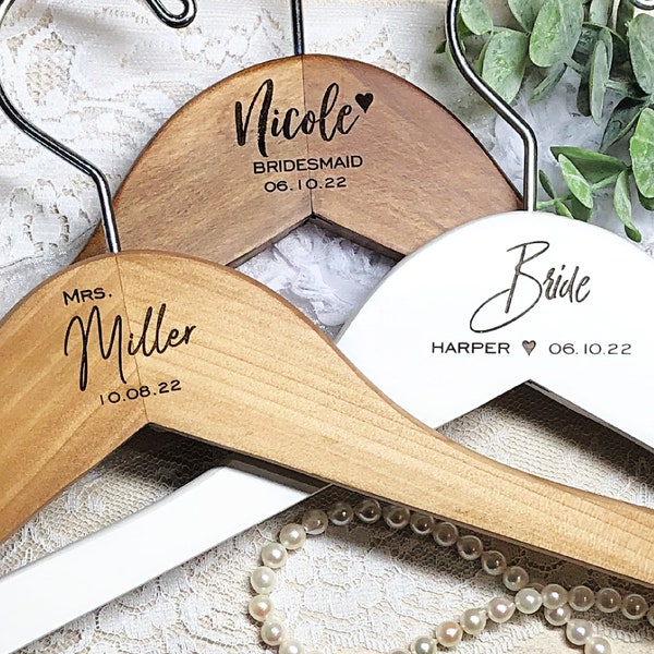 Bridesmaid Hangers, Personalized Hanger for Wedding Dress, Custom Laser Engraved