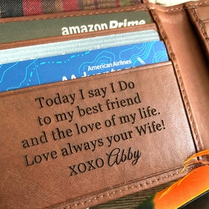 Gift for groom from bride on wedding day • personalized wallet for husband • wedding gift husband • husband wedding gift  •  toffee 7751 +