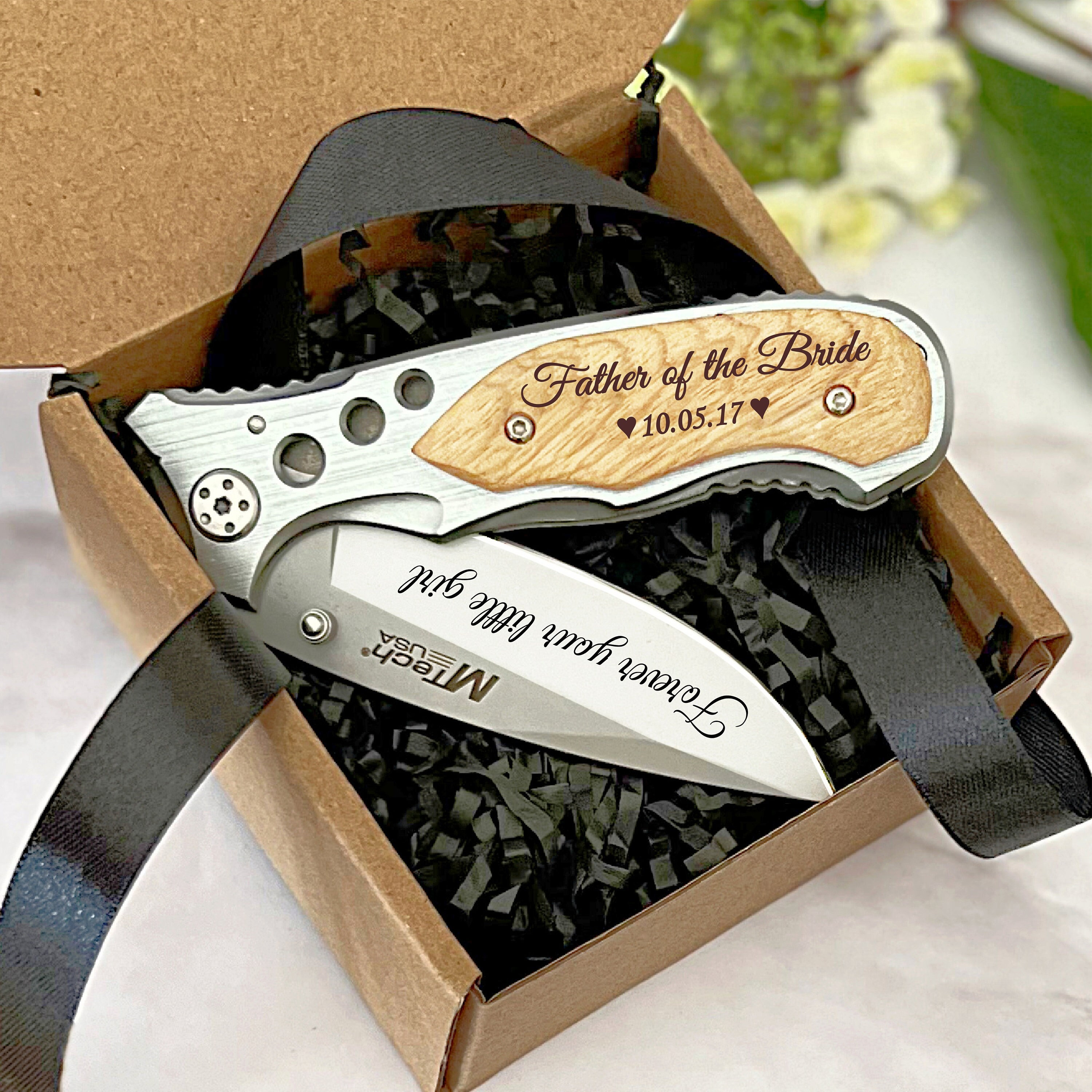 Father of the Bride Gift from Daughter Personalized Pocket Knife