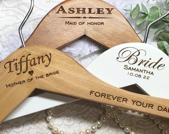 Wedding Dress Hangers Personalized for Bride and Bridal Party