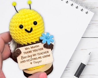 Teacher Gift Personalized, Thank You Teacher's Appreciation Gifts, Crochet Bee, End of Year