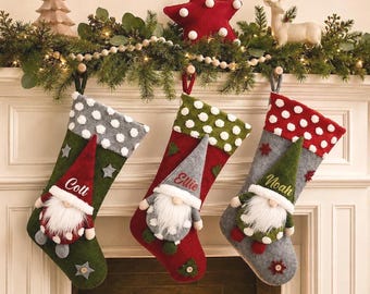 Christmas Stocking Personalized  Gnomes Elf