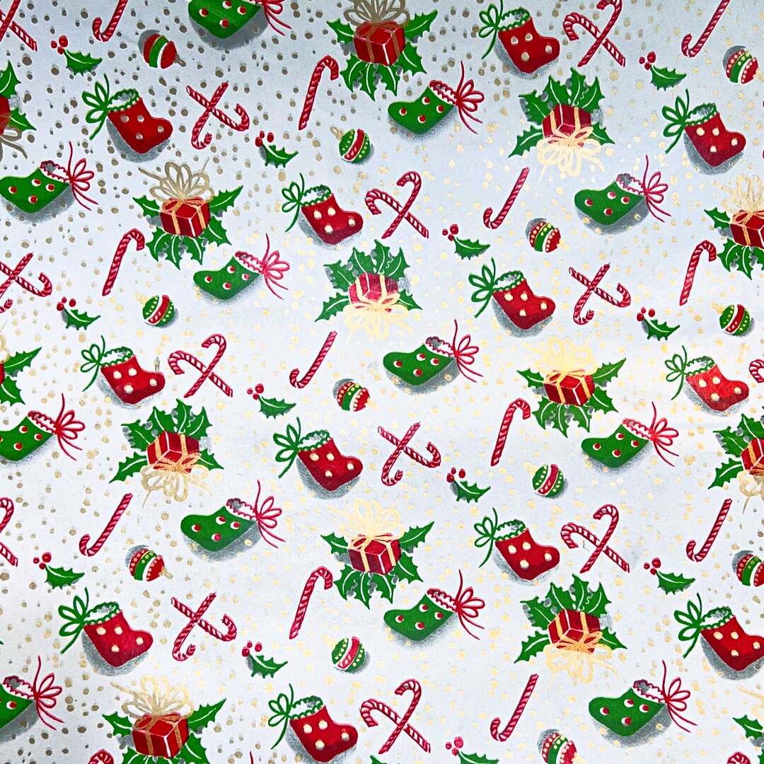 1950s Vintage Christmas Wrapping Paper Santa Claus Christmas Gift Wrap