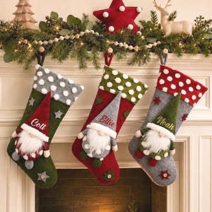 Christmas Stocking Personalized  Gnomes Elf
