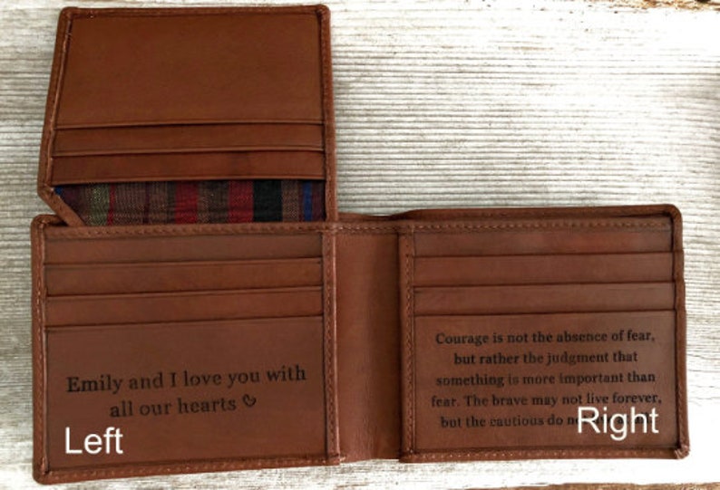 Personalized men's wallet custom engraved wallet personalized gift for dad, Fathers day gift monogram wallet Toffee 7751 image 4