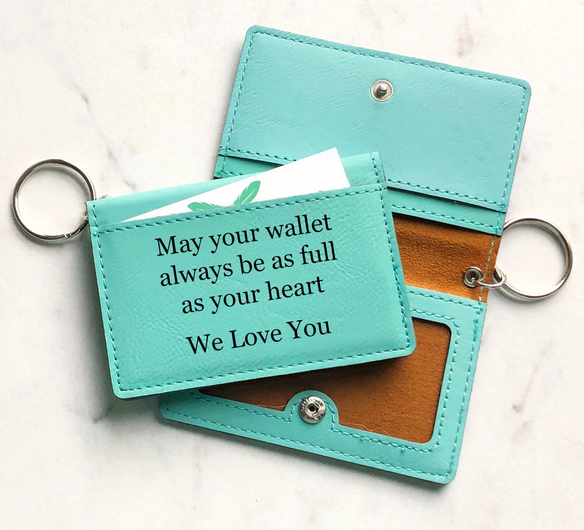Personalized Keychain Wallet Custom ID Holder Leather Etsy