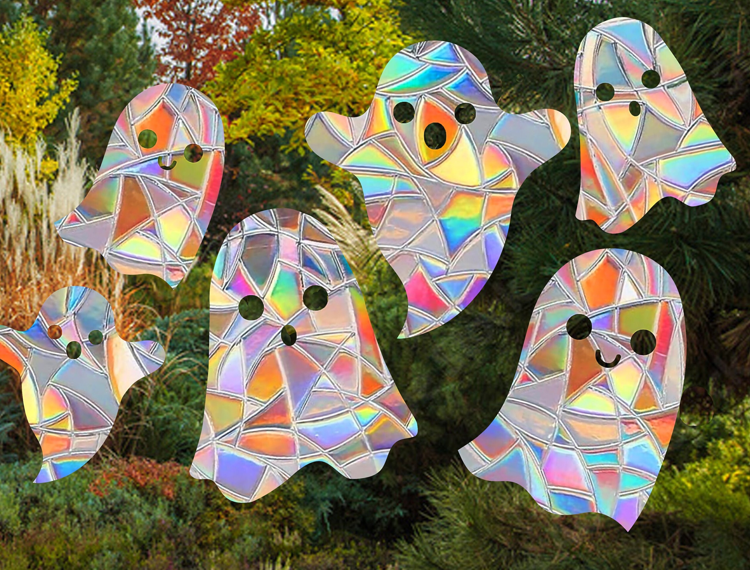 Ghost Suncatcher, Halloween Window decal, Witchy Rainbow Prism, Spooky Decor