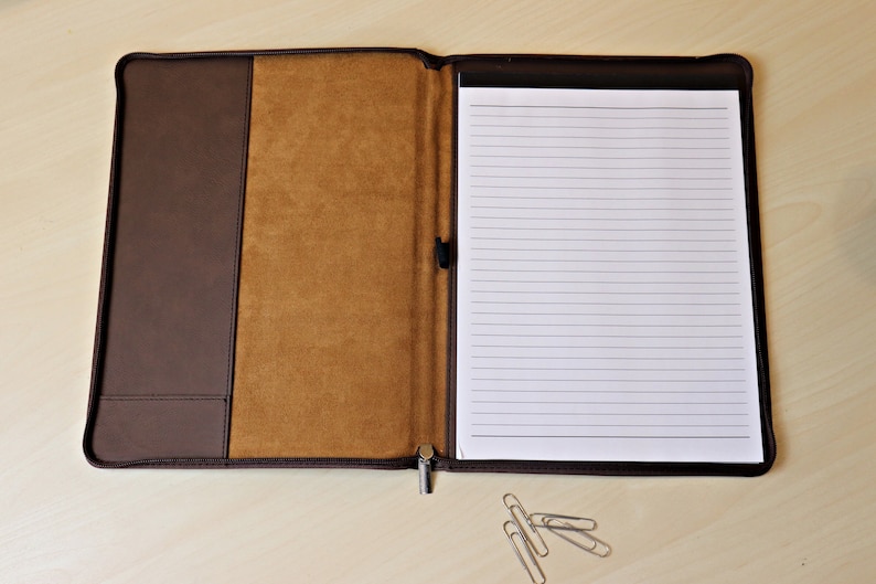 Personalized Leather Padfolio With Zipper Business Portfolio Etsy