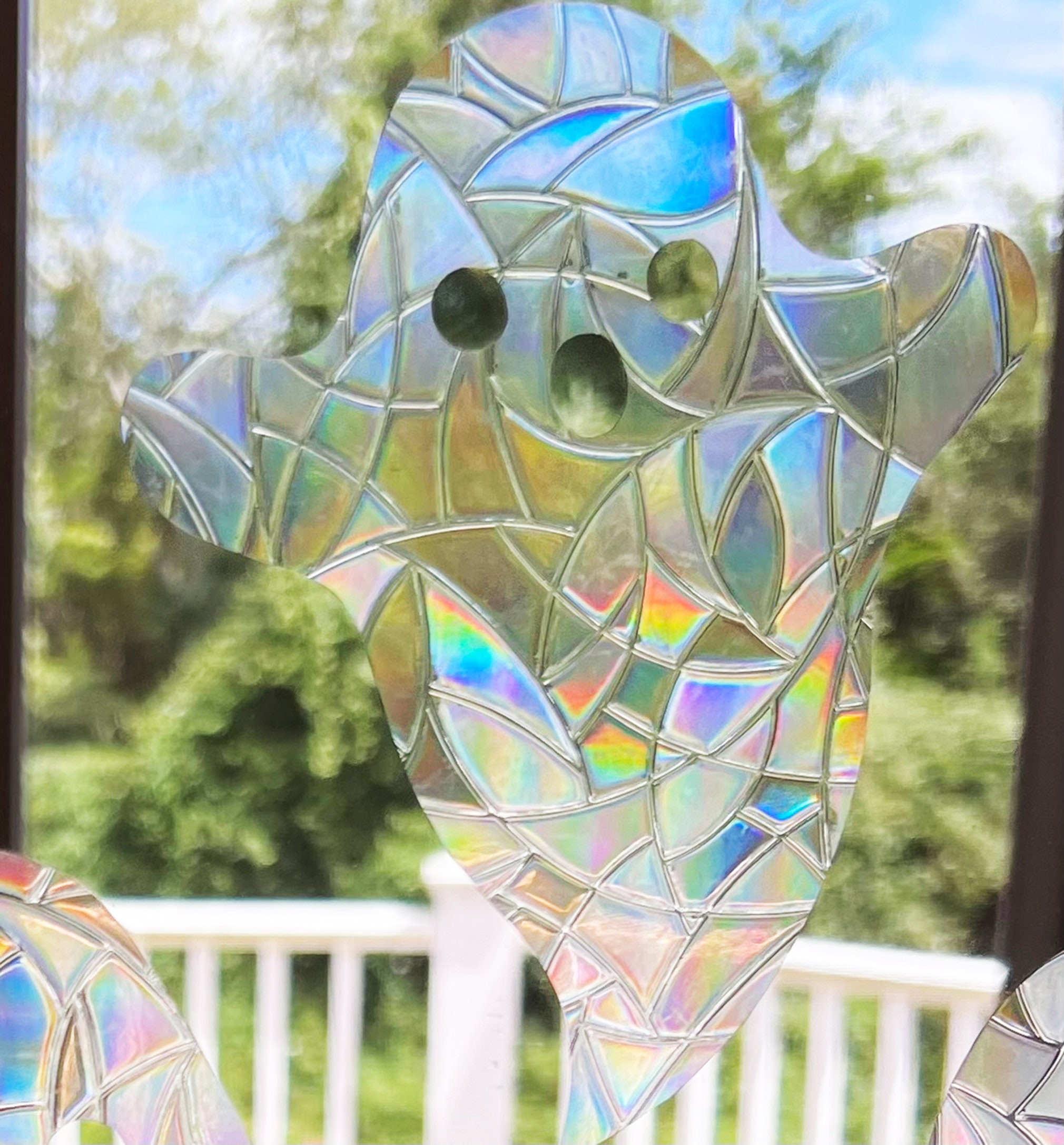Ghost Suncatcher, Halloween Window decal, Witchy Rainbow Prism, Spooky Decor