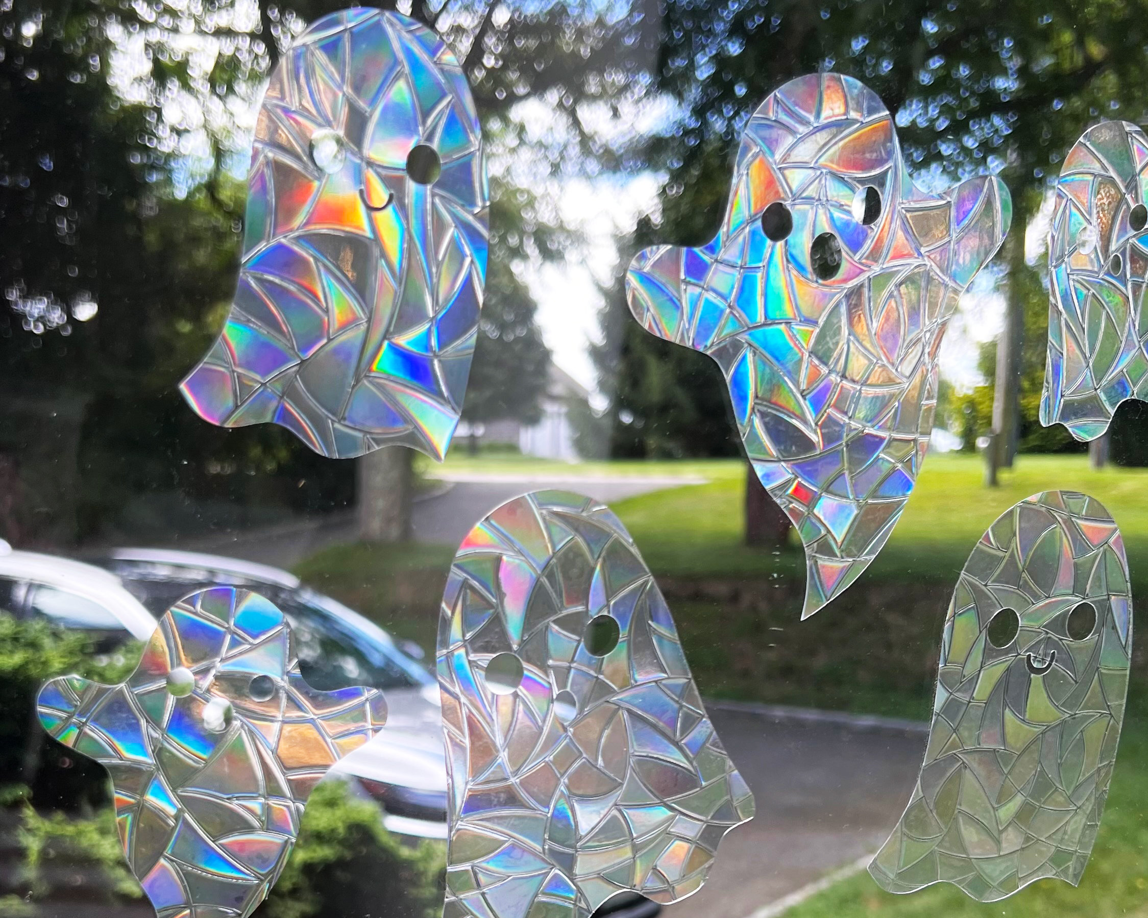 Ghost Suncatcher, Halloween Window decal, Witchy Rainbow Prism, Spooky Decor