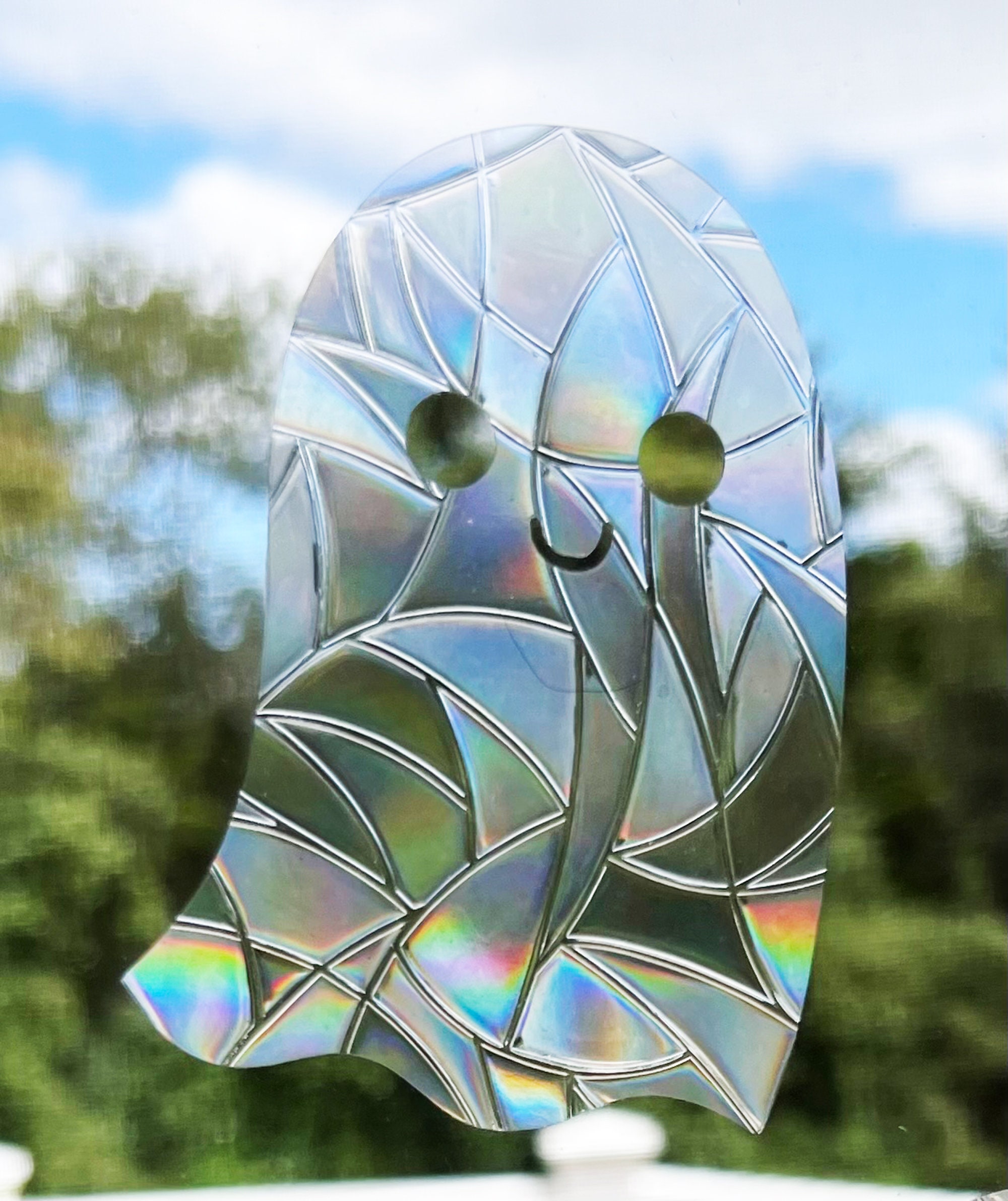 Ghost Suncatcher, Halloween Window decal, Witchy Rainbow Prism, Spooky Decor