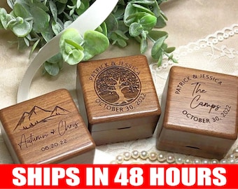 Wedding Ring Box for 2 rings, Rustic Outdoors Mountains Ceremony Barn Trees Nature