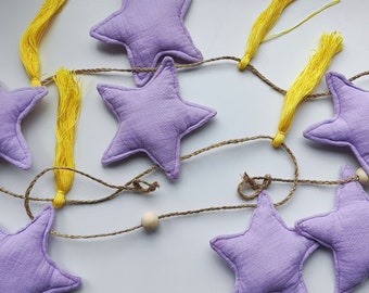 Star Garland, Nursery Wall Hanging Decor, Star Garland Nursery, Nursery Decoration Kids Room,  Baby Shower Room Decor, Purple star garland