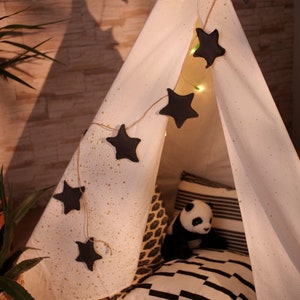Black Star Garland, Wall Hanging Decor, Star Garland Nursery, Nursery Decoration Kids Room, Party decoration, Sustainable decoration