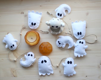Felt Ghost Garland: Handmade Halloween Decor, Kids Room
