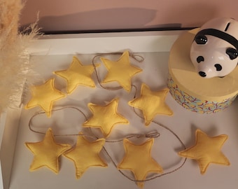 Yellow Star Garland, Wall Hanging Decor, Sustanable party decor, Nursery Decoration Kids Room, Baby Shower,  Party decoration, Wedding decor