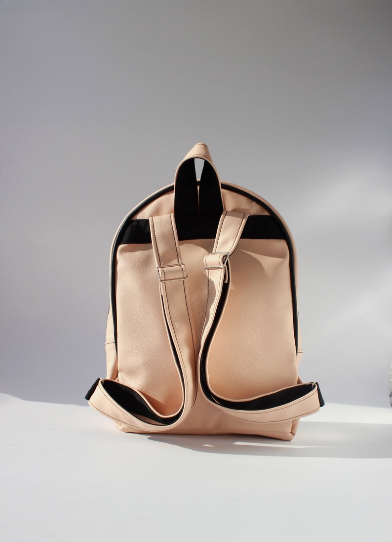 Woman backpack Rucksack, Faux leather backpack with illustration Vegan leather backpack