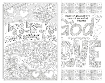 Three Coloring Pages With Bible Verses From Corinthians Etsy