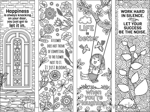 8 Coloring Bookmarks With Quotes About Books and Reading Cute Doodle  Markers Boy Girl Drawings Digital Download 