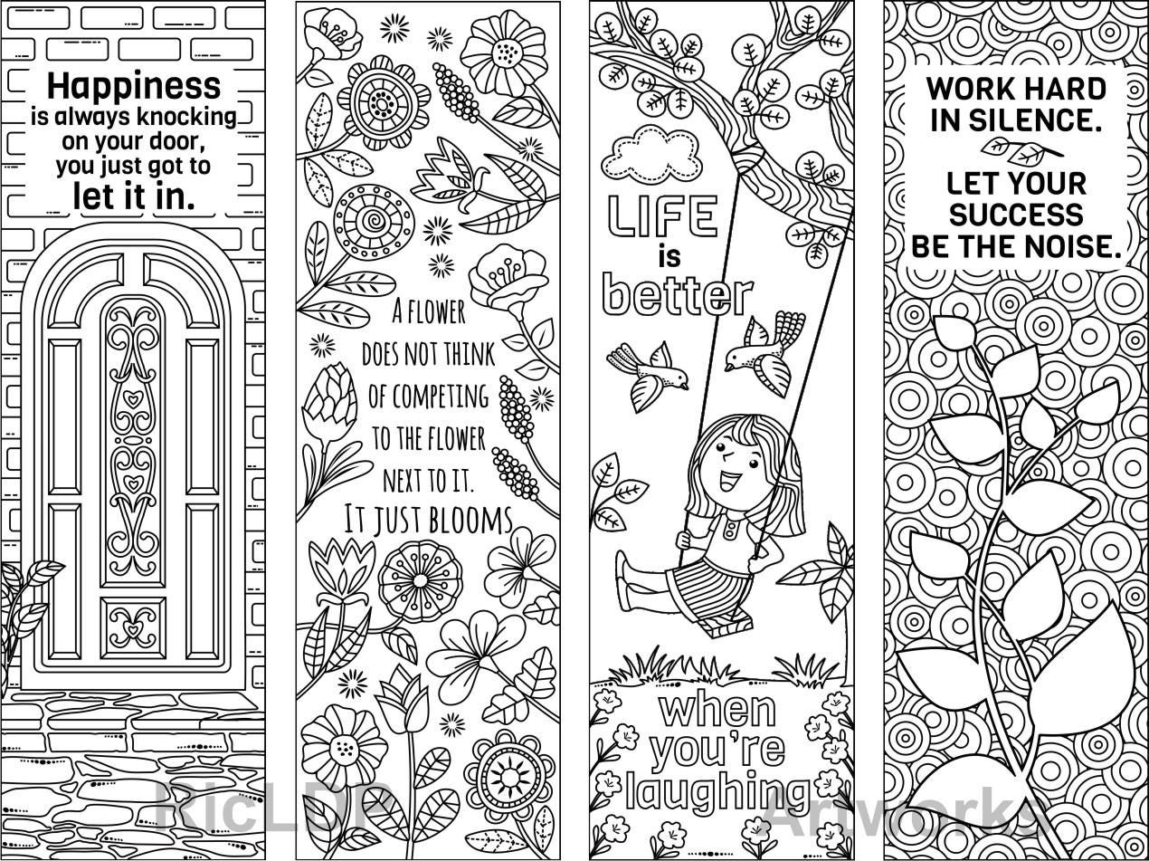 Set of three coloring bookmarks in black and white. Doodles flowers adult  coloring bookmark. Stock Illustration