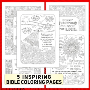 5-Pack Bible Verse Pages for Meditative Coloring – Printable Scripture Arts: Psalm 37, Jeremiah 31, Deuteronomy 31, Psalm 28, Matthew 21