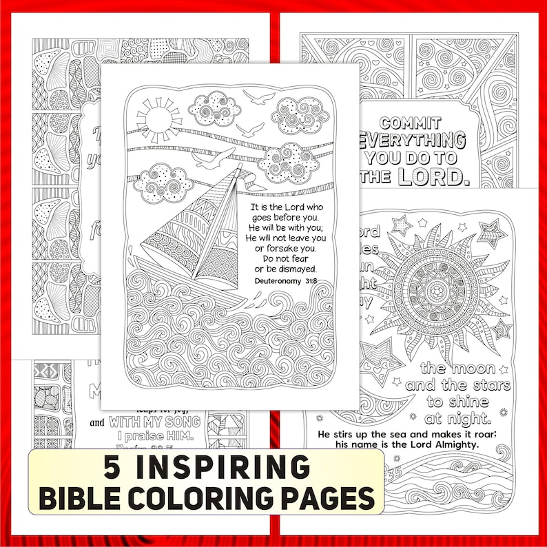 Bible Verse Coloring Pages: Meditative Scripture Art (PDF & JPEG Downloads) 画像 1