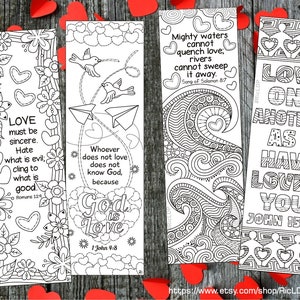 8 Coloring Bookmarks With Love Bible Verses – Printable Heart Doodle ...