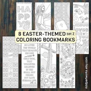 Easter Coloring Bookmarks: Scripture Zen Doodle Art (PDF & JPEG)