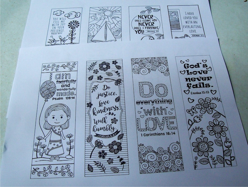 Inspirational Bible Verse Coloring Bookmarks for Kids, 1 Corinthians 16