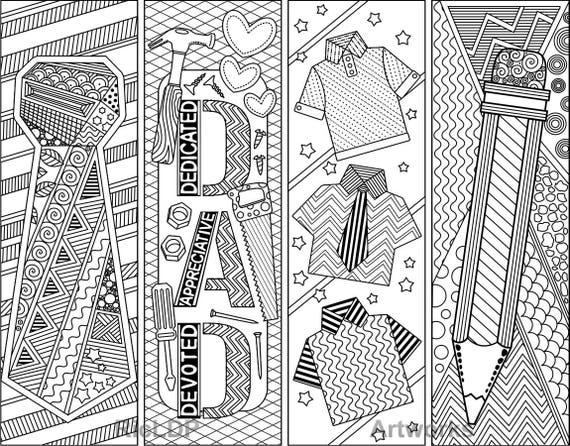 set of 8 coloring bookmarks for daddy father s day etsy