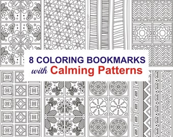 Coloring Bookmarks - Repeated Pattern - Tessellation Art -  Line Drawing - Geometric Artwork - Digital Download