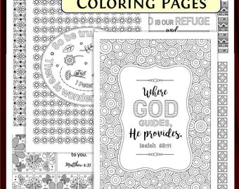 6 Bible Verse Coloring Pages with Tessellation Scripture Art (PDF, JPEG)