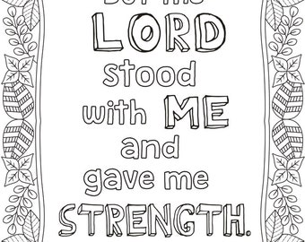 5 Bible Verse Coloring Pages - Inspirational Sheets - Floral Designs - Scripture Arts - Matthew- Timothy - Psalm 56 - Digital Download